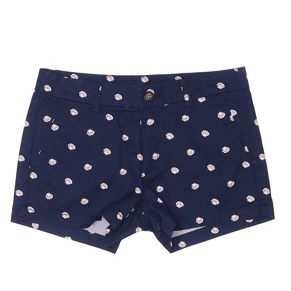 Uniqlo low rise dark blue sea shell print nautical beach shorts size 0 - Picture 1 of 8